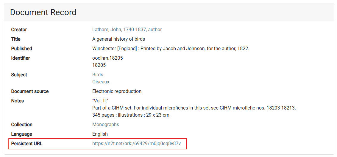 Screenshot of document record showing ARK.